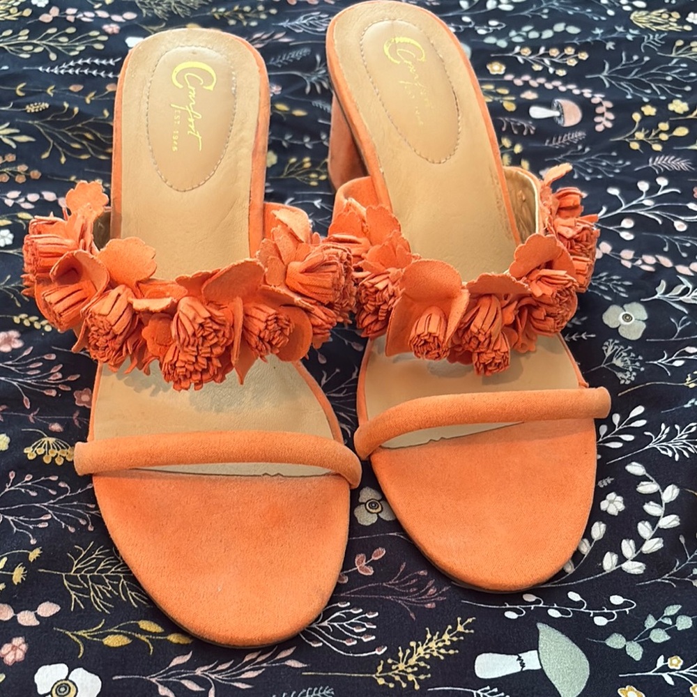 Orange Floral Women's Sandals
